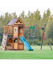 Mount Peak - Kazbek Swing Set And 2 Level Play House With Wooden Roof